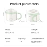 1.6L Electric Cooking Pot Folding Handle Portable Rice Cooker Travel Pot Multifunction Dormitory Hotpot Electric Frying Pan 220V - Image 6