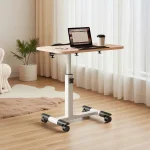 Overbed Table with Wheels Adjustable Height, Foldable Side Table, Rolling Table Standing Desk Potable Laptop Desk Computer Workstations for Home Office