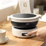 1.2L Folded Electric Cooking Pot Portable Multicooker Travel Rice Cooker Split Hot Pot 304 Stainless Steel Electric Skillt 500W - Image 3