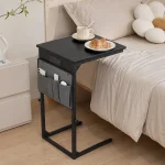 C-Shaped End Table with Charging Station and Power Outlet, Adjustable Height 18-32 Inch Couch Side Table with Hanging Organizer, Multi-Functional Bedside Table for Living Room, Bedroom, Office - Image 5