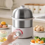 400W Electric Egg Boiler Breakfast Machine Multicooker Steamer Automatic Egg Cookers Home Egg Custard Steaming Cooker with Timer - Image 2